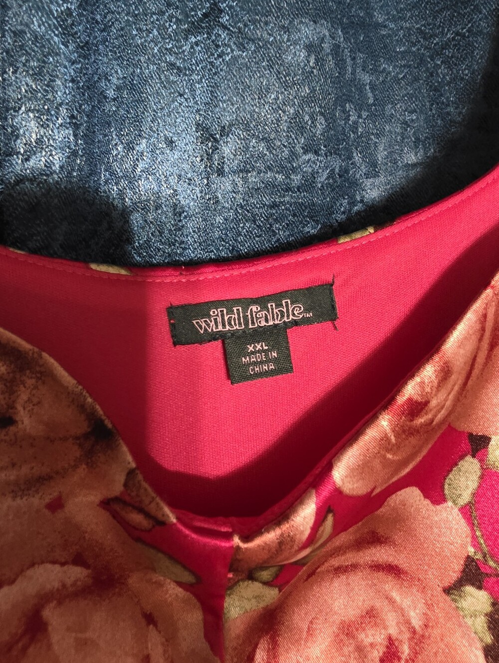 Wild fable Hot Pink Rose-Print Satin Maxi Dress - Picture 3 of 4